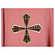 Pink chasuble in 100% polyester with inserts in fabric and embroidered cross Gamma s4