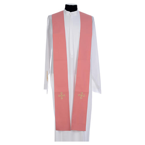 Pink Latin Chasuble in 100% polyester with inserts in fabric and embroidered cross Gamma 8