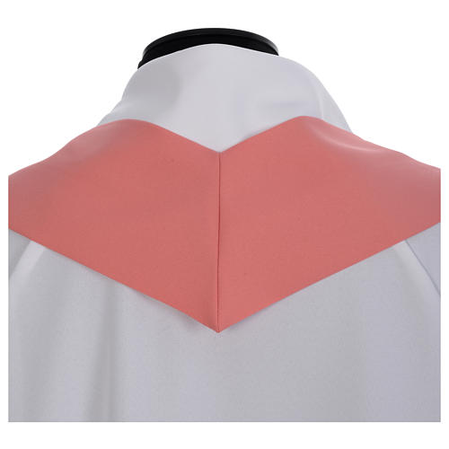 Pink chasuble in shiny polyester with Chi-Rho 6