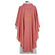 Pink Catholic Chasuble with Chi-Rho in shiny polyester s3