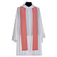 Pink Catholic Chasuble with Chi-Rho in shiny polyester s5