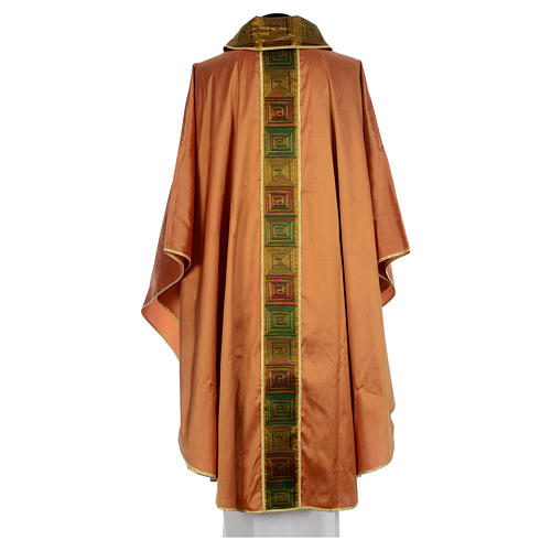 Gold chasuble 100% silk squared design 2