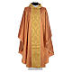 Casula sacerdotale seta oro 100% ricamo dorato s1