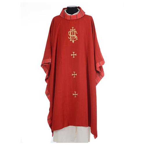 Catholic Priest Chasuble with central IHS and crosses 4