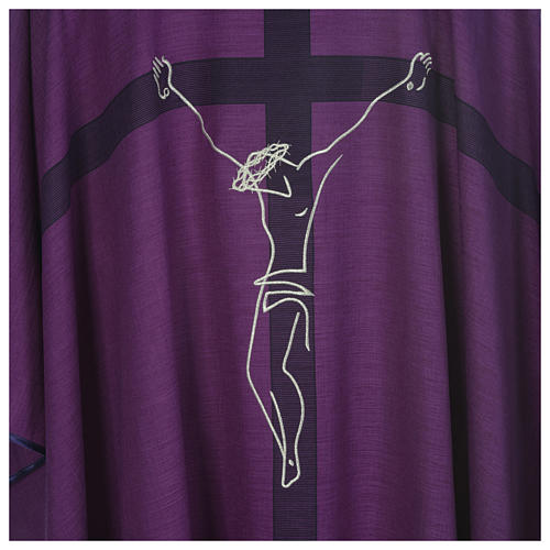 Chasuble liturgique carême avec crucifix 4