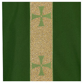 Chasuble in polyester with golden line and cross Vatican fabric