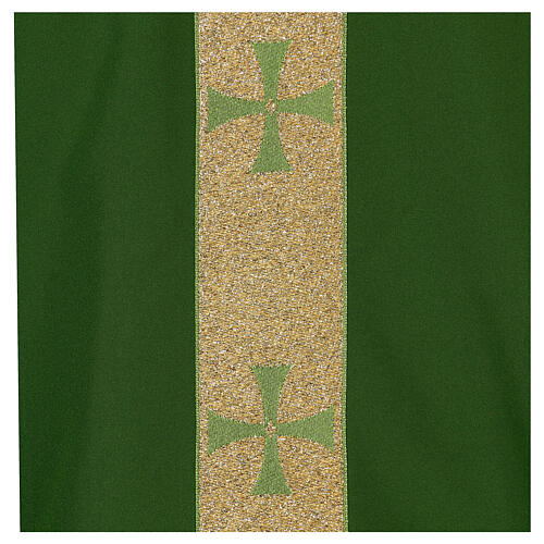 Chasuble in polyester with golden line and cross Vatican fabric 2