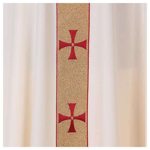 Chasuble in polyester with golden line and cross Vatican fabric 5