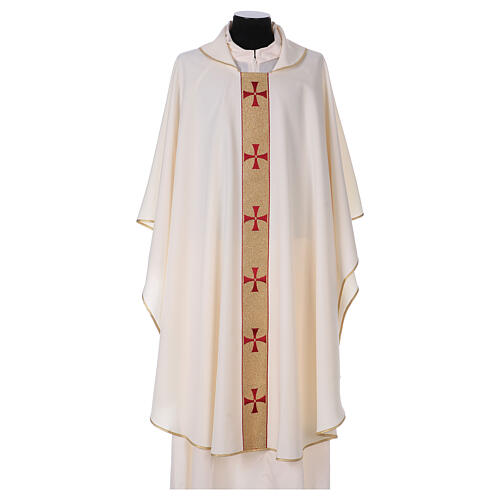 Chasuble in polyester with golden line and cross Vatican fabric 6