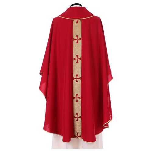 Chasuble in polyester with golden line and cross Vatican fabric 8