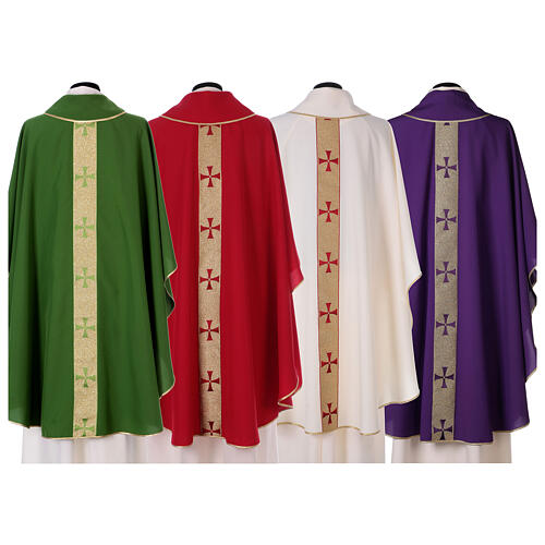 Chasuble in polyester with golden line and cross Vatican fabric 9