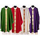 Chasuble in polyester with golden line and cross Vatican fabric s1