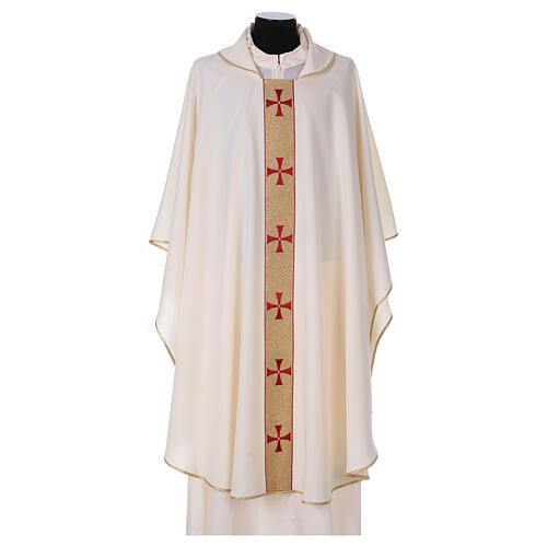 Chasuble gallon croix avant arrière tissu Vatican 100% polyester 6