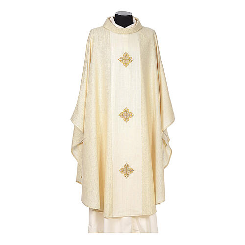 Latin Chasuble 85% wool 15% lurex embroidered with three crosses 3