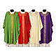 Catholic Chasuble 100% wool textured fabric with decorated neckline and gallon Gamma s1