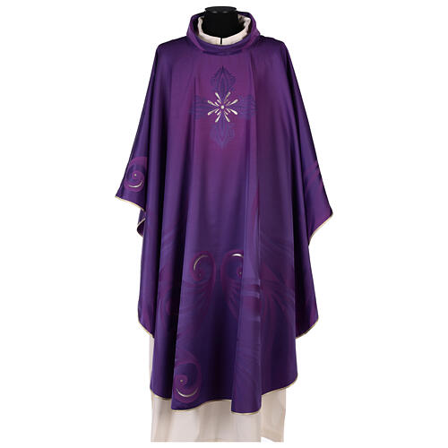 Chasuble with machine embroidery wool silk lurex Gamma 4