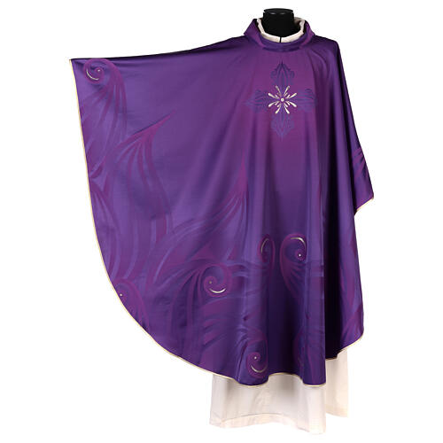 Chasuble with machine embroidery wool silk lurex Gamma 6