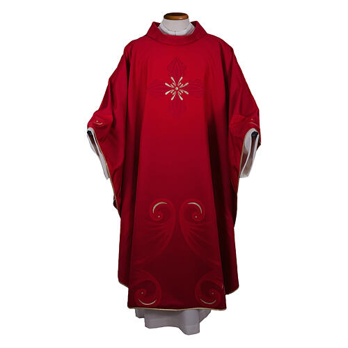 Priest Chasuble with machine embroidery wool silk lurex Gamma 3