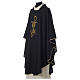 Chasuble in polyester Chi-Rho bread and fish, black s3