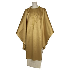Monastic Chasuble with wheat lantern and thin satin cross 80% wool 20% lurex
