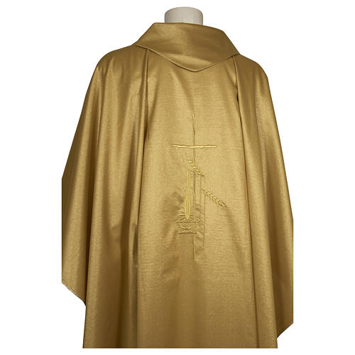 Monastic Chasuble with wheat lantern and thin satin cross 80% wool 20% lurex 2