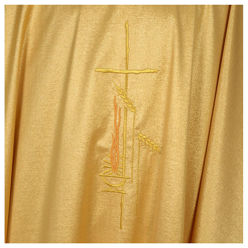 Monastic Chasuble with wheat lantern and thin satin cross 80% wool 20% lurex 4