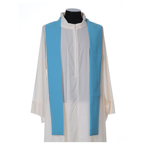 Chasuble in polyester wheat lantern and thin cross, light blue 5
