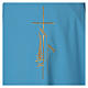 Light Blue Liturgical Chasuble with wheat lantern and thin cross in polyester s4
