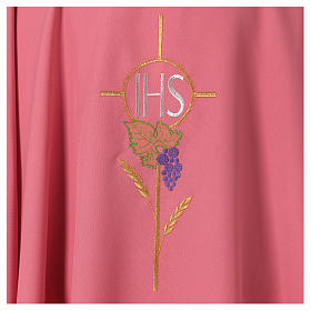 Kasel Polyester Kreuz und IHS Schrift rosa