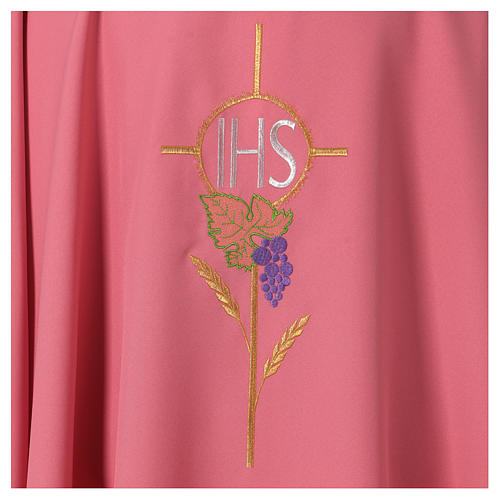 Chasuble in polyester flower decoration, rose 2