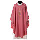 Chasuble in polyester flower decoration, rose s1
