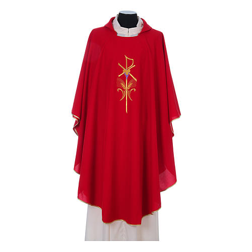 Chasuble in polyester cross wheat and grapes 4