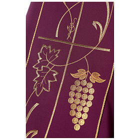 Chasuble in polyester wheat and grapes, violet
