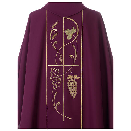 Chasuble in polyester wheat and grapes, violet 5