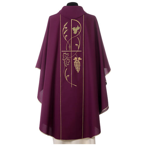 Chasuble in polyester wheat and grapes, violet 6