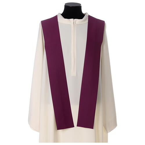 Chasuble in polyester wheat and grapes, violet 7