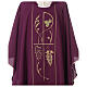 Chasuble in polyester wheat and grapes, violet s4