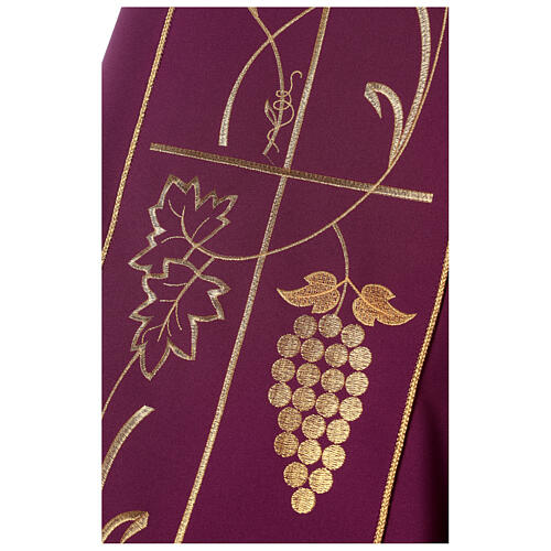 Casula litúrgica 100% poliéster trigo uva cor-de-vinho 2