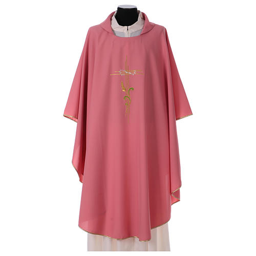Chasuble in polyester IHS and wheat 1
