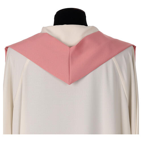 Pink chasuble, shiny polyester, Chi-Rho 6