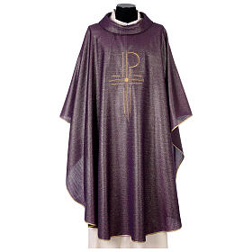 Chasuble 93% wool 3% viscose 4% polyester Chi-Rho