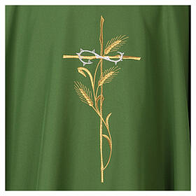 Chasuble in polyester cross wheat crown of thorns embroidery