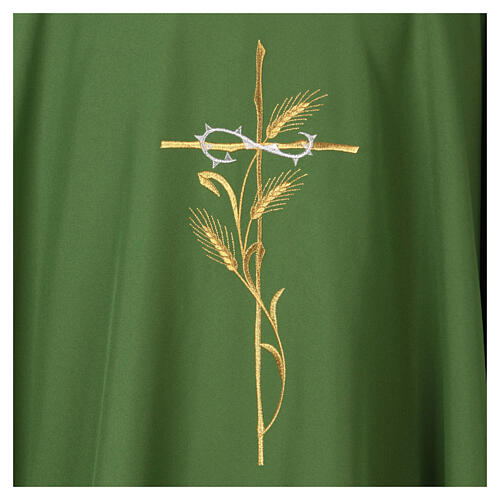 Chasuble in polyester cross wheat crown of thorns embroidery 2