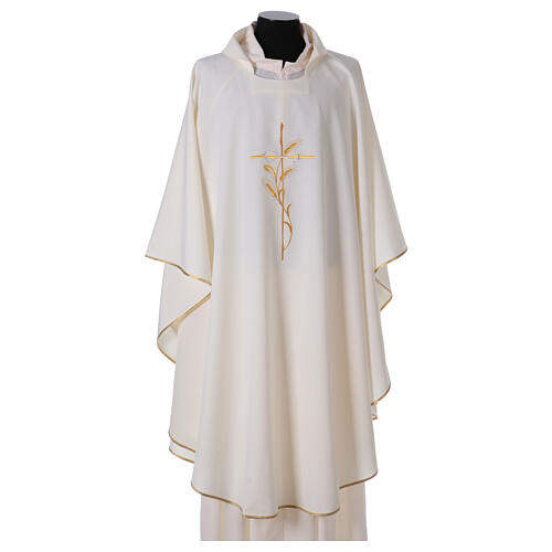 Chasuble in polyester cross wheat crown of thorns embroidery 6