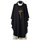 Chasuble in polyester cross wheat crown of thorns embroidery, black s1