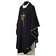 Chasuble in polyester cross wheat crown of thorns embroidery, black s3