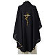 Chasuble in polyester cross wheat crown of thorns embroidery, black s4