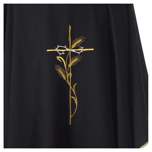 Chasuble 100% polyester broderie croix épis couronne épines noir 2