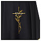 Black Chasuble with cross wheat crown of thorns embroidery in polyester s2
