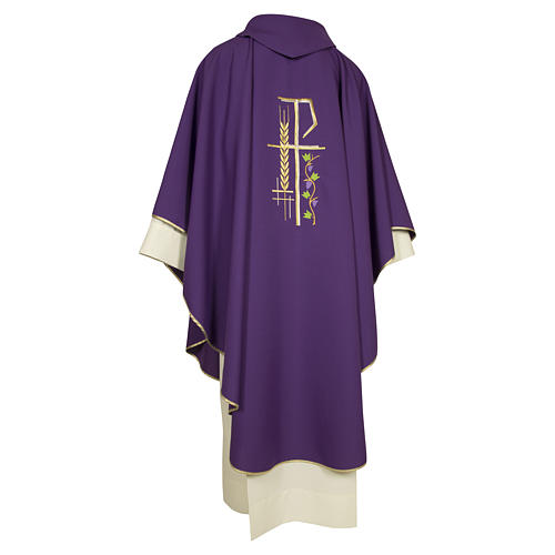 Chasuble sacerdotale 100% polyester croix épis feuille 5